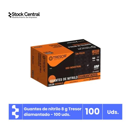 Guantes de Nitrilo Diamantado - 8 gr - Tresor - 100 unidades