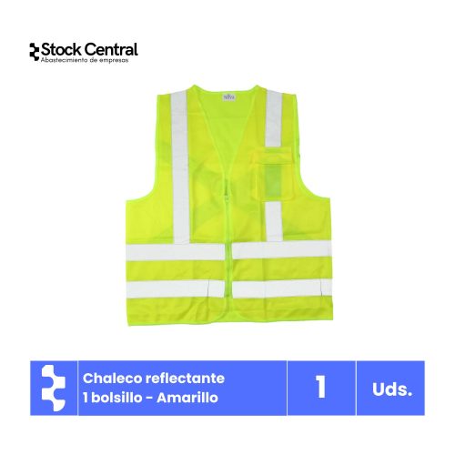 Chaleco reflectante 1 bolsillo - Amarillo
