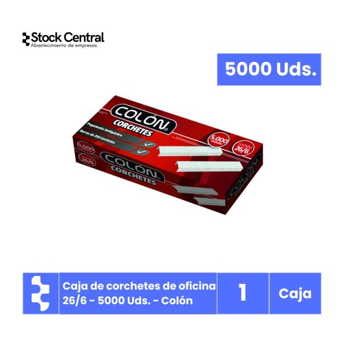 aja de corchetes de oficina 26/6 - 5000 Uds. - Colón
