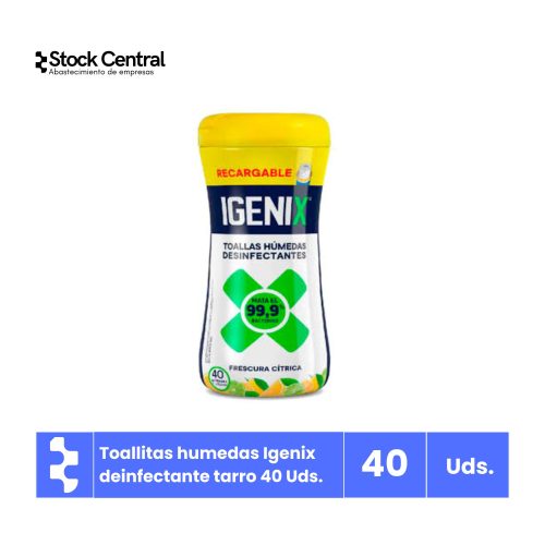 Toallas húmedas desinfectantes - Igenix - Tarro 40Uds